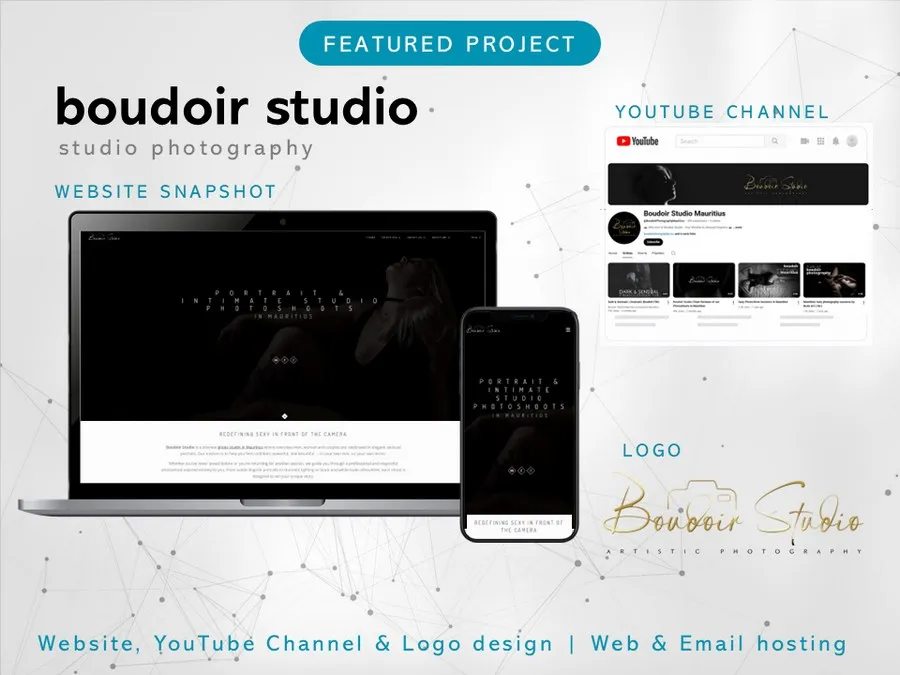 Site photographie Boudoir Studio avec galerie photo, chaîne YouTube et optimisation SEO à Albion Maurice