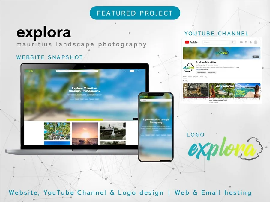 Portail voyage et photographie de paysages Explora Maurice avec chaîne YouTube et optimisation SEO